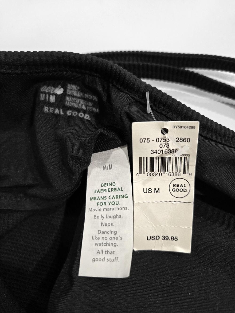 NWT AERIE Black Ribbed Scoop Longline Swim Bikini Top - Picture 7 of 7